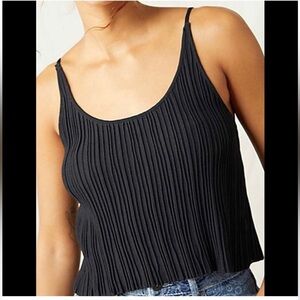 Intimately Free People Black Getting to Know You Crinkle Slink Boho Tank Top